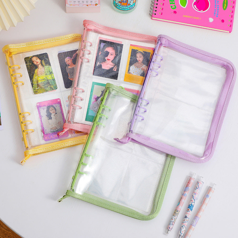 PHOTOCARD HOLDERS GLITTER BINDER A5 + 20 DOUBLE-SIDED PLASTIC SHEETS WITH 8 POCKETS EACH