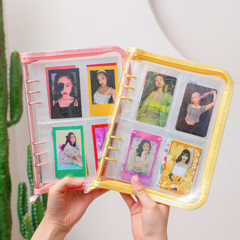 PHOTOCARD HOLDERS GLITTER BINDER A5 + 20 DOUBLE-SIDED PLASTIC SHEETS WITH 8 POCKETS EACH
